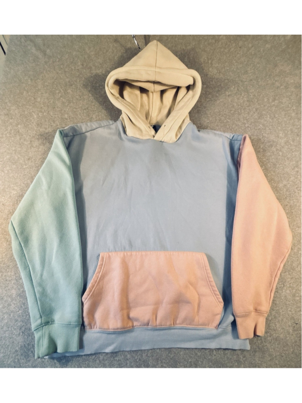 Agora Pastel Color Block Hoodie Men’s XL Blue Pink Mint Pullover Streetwear